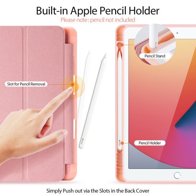 Dux Ducis - iPad 10.2 (2021 / 2020 / 2019) Hülle - Apple Pencil Schutzfach - Domo Series - pink