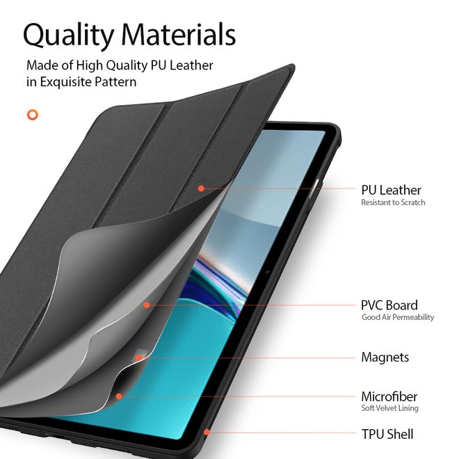 Dux Ducis - Huawei MatePad Pro 11 (2022) Hülle - Leder Smart Flip Case - Domo Series - schwarz