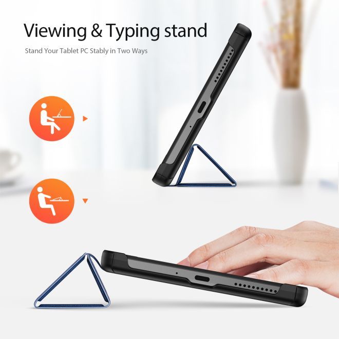 Dux Ducis - Lenovo Tab M8 (4th Gen) Hülle - Leder Smart Flip Case - Domo Series - blau