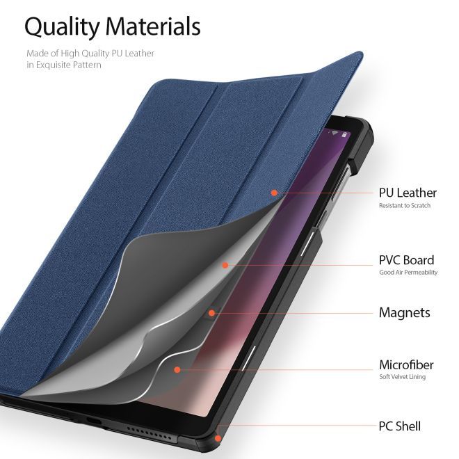 Dux Ducis - Lenovo Tab M8 (4th Gen) Hülle - Leder Smart Flip Case - Domo Series - blau