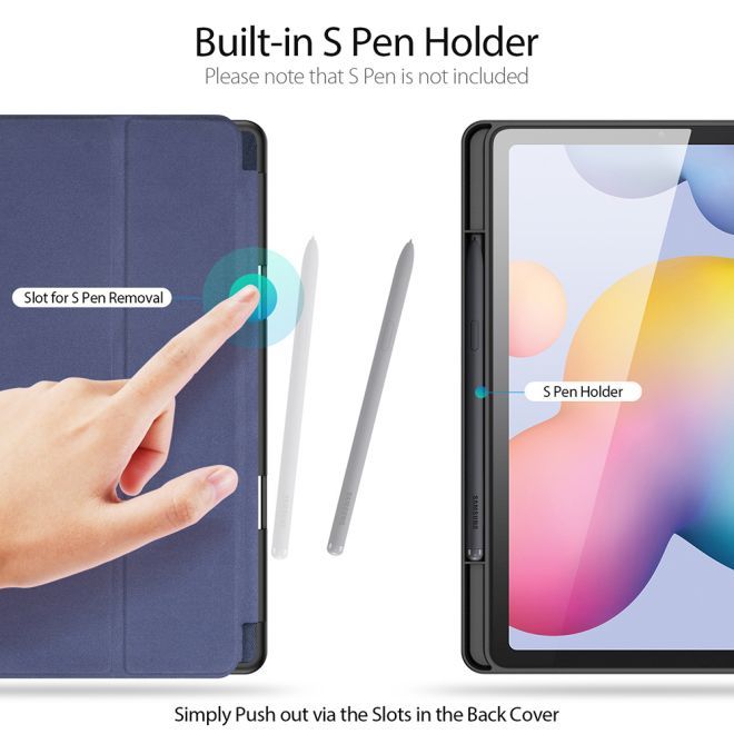 Dux Ducis - Samsung Galaxy Tab S6 Lite Hülle - Leder Smart Flip Case - Domo Series - blau