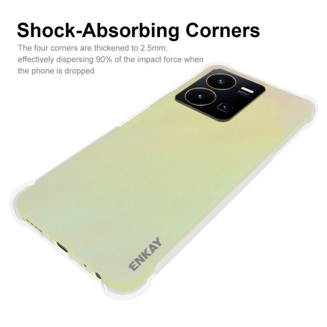 Enkay - vivo Y35 Handyhülle - Robustes TPU Softcase - Air-Cushion Case Series - transparent
