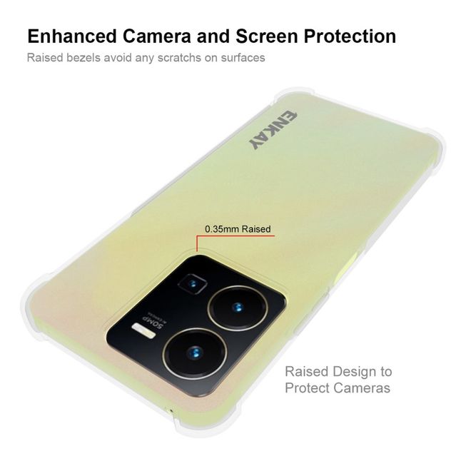 Enkay - vivo Y35 Handyhülle - Robustes TPU Softcase - Air-Cushion Case Series - transparent