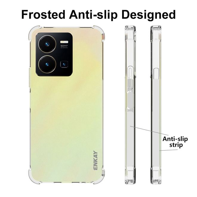 Enkay - vivo Y35 Handyhülle - Robustes TPU Softcase - Air-Cushion Case Series - transparent