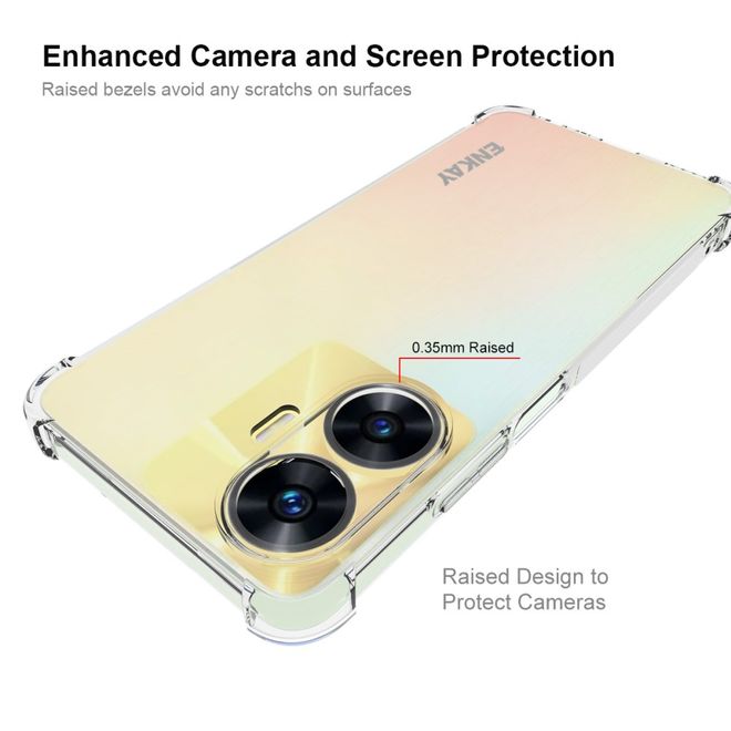 Enkay - Realme C55 Handyhülle - Robustes TPU Softcase - Air-Cushion Case Series  - transparent