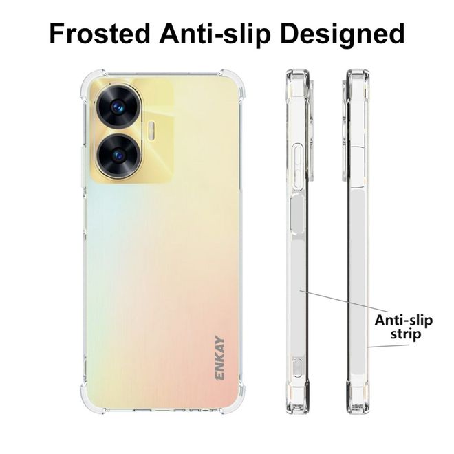 Enkay - Realme C55 Handyhülle - Robustes TPU Softcase - Air-Cushion Case Series  - transparent