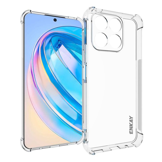 Enkay - Honor X8a Handyhülle - Robustes TPU Softcase - Air-Cushion Case Series - transparent
