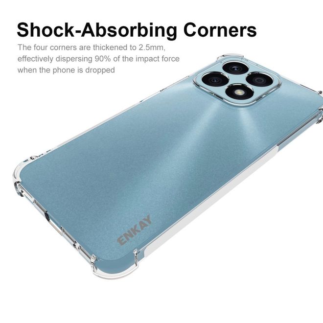 Enkay - Honor X8a Handyhülle - Robustes TPU Softcase - Air-Cushion Case Series - transparent