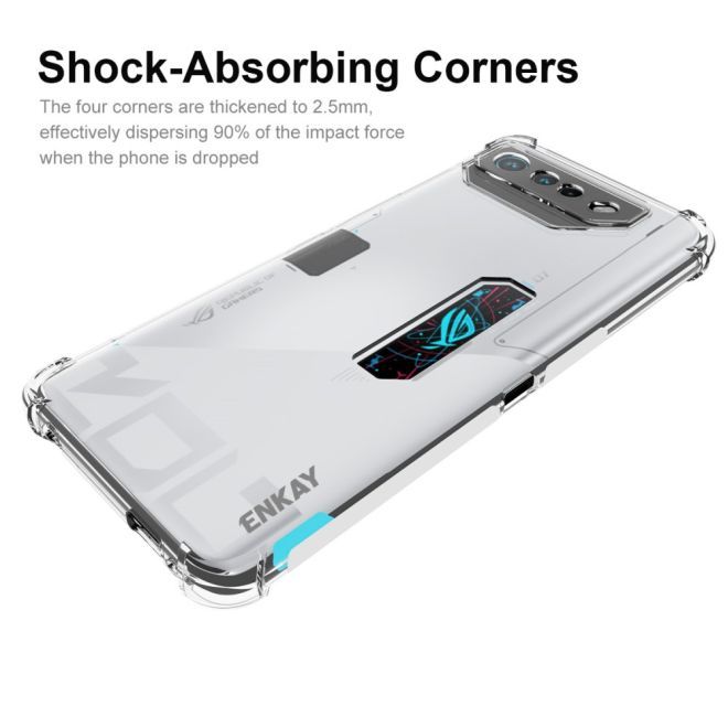 Enkay - Ausu ROG Phone 7 / ROG Phone 7 Ultimate Handyhülle - Robustes TPU Softcase - Air-Cushion Case Series - transparent