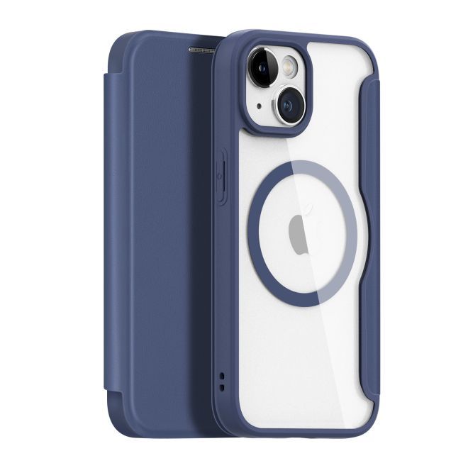 Dux Ducis - iPhone 15 Hülle - Leder Bookcover - MagSafe - Skin X Pro Series - blau