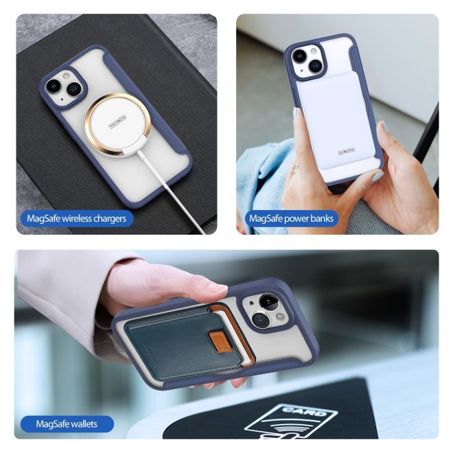 Dux Ducis - iPhone 15 Hülle - Leder Bookcover - MagSafe - Skin X Pro Series - blau