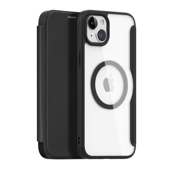 Dux Ducis - iPhone 15 Plus Hülle - Leder Bookcover - MagSafe - Skin X Pro Series - schwarz