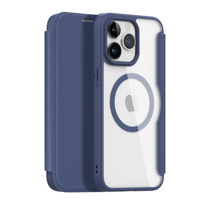 Dux Ducis - iPhone 15 Pro Hülle - Leder Bookcover - MagSafe - Skin X Pro Series - blau