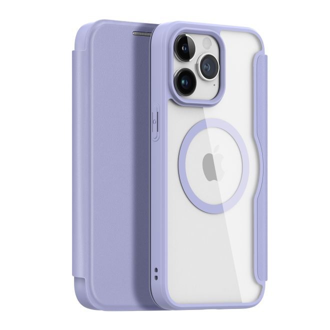 Dux Ducis - iPhone 15 Pro Hülle - Leder Bookcover - MagSafe - Skin X Pro Series - purpur