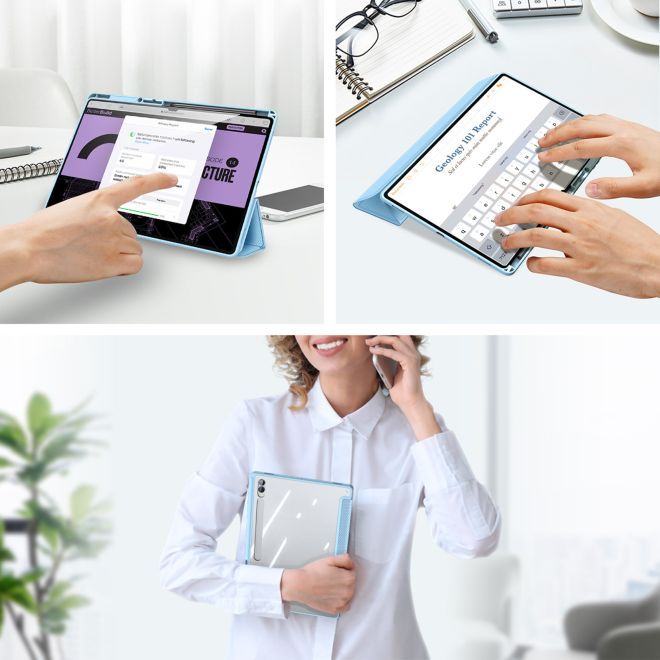 Dux Ducis - Samsung Galaxy Tab S9 Ultra / S8 Ultra Hülle - Leder Bookcover - Toby Series - blau