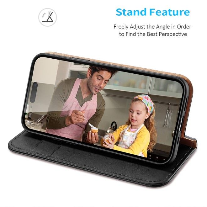 Dux Ducis - iPhone 15 Pro Hülle - Handy Leder Case - Hivo Series - schwarz