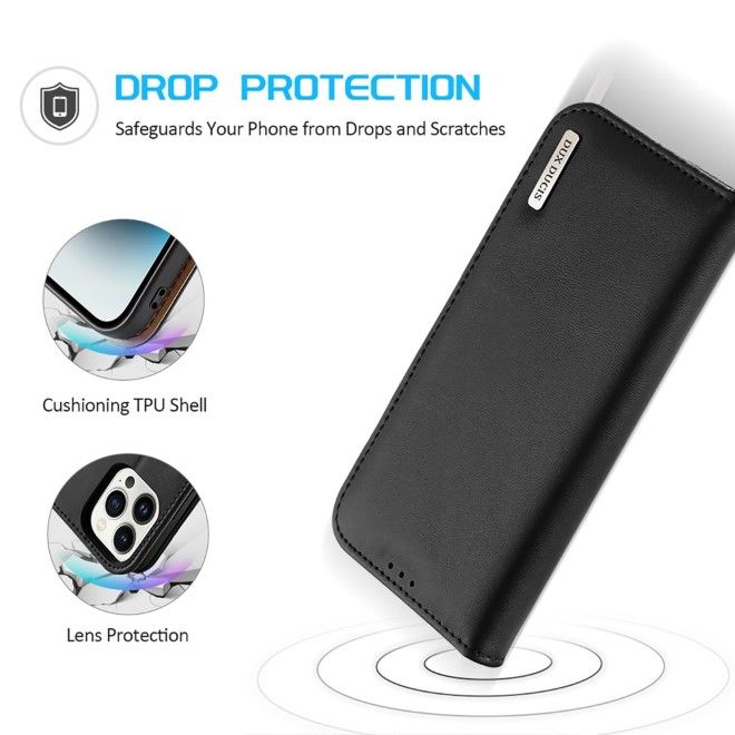 Dux Ducis - iPhone 15 Pro Hülle - Handy Leder Case - Hivo Series - schwarz