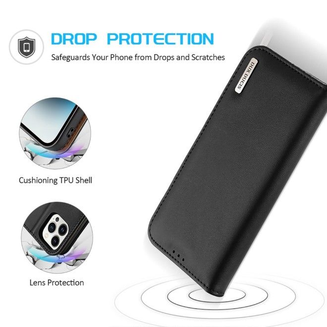 Dux Ducis - iPhone 15 Pro Max Hülle - Handy Leder Case - Hivo Series - schwarz
