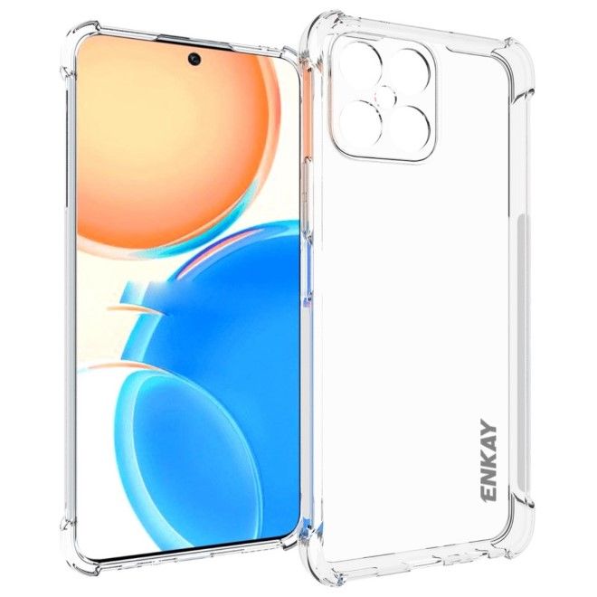 Enkay - Honor X8 4G Handyhülle - Robustes TPU Softcase - Air-Cushion Case Series - transparent
