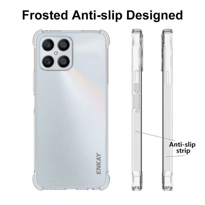 Enkay - Honor X8 4G Handyhülle - Robustes TPU Softcase - Air-Cushion Case Series - transparent