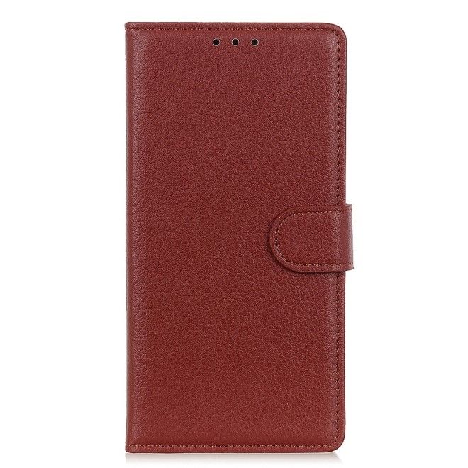 Sony Xperia 5 IV 5G Handy Hülle - Litchi Leder Bookcover Series - braun