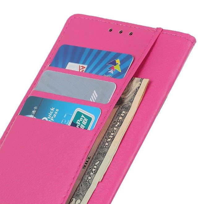 Sony Xperia 5 IV 5G Handy Hülle - Litchi Leder Bookcover Series - rosa
