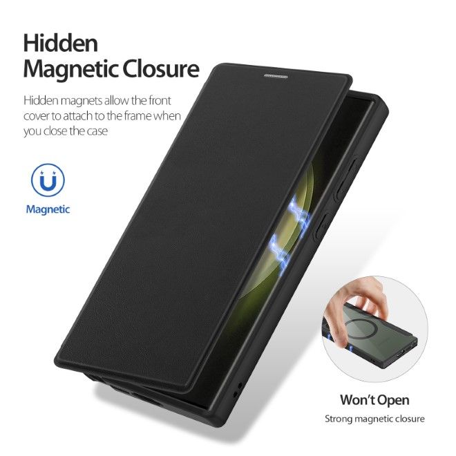 Dux Ducis - Samsung Galaxy S23 Ultra Hülle - Leder Bookcover - Skin X Pro Series - schwarz