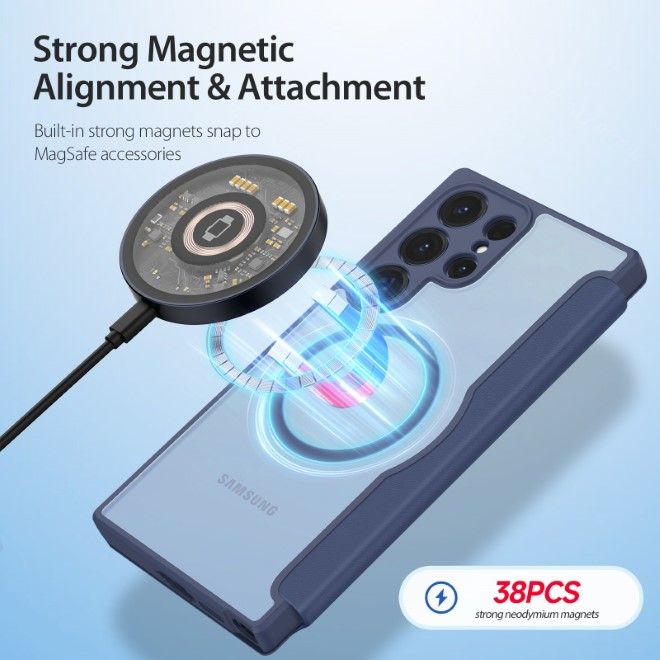 Dux Ducis - Samsung Galaxy S23 Ultra Hülle - Leder Bookcover - Skin X Pro Series - blau