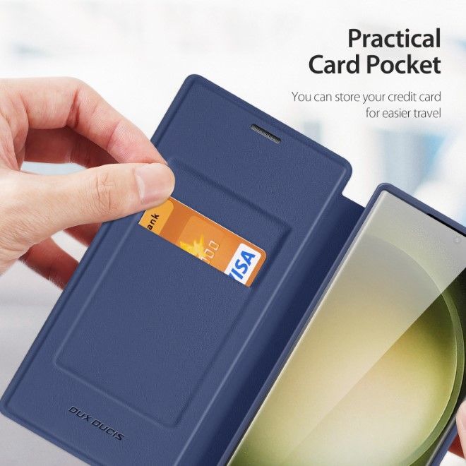 Dux Ducis - Samsung Galaxy S23 Ultra Hülle - Leder Bookcover - Skin X Pro Series - blau