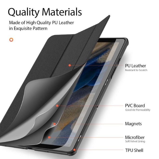 Dux Ducis - Samsung Galaxy Tab A9+ Hülle - Leder Smart Flip Case - Domo Series - schwarz
