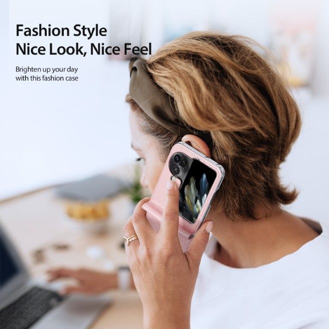 Dux Ducis - Oppo Find N3 Flip Hülle - Leder Case - Bril Series - pink