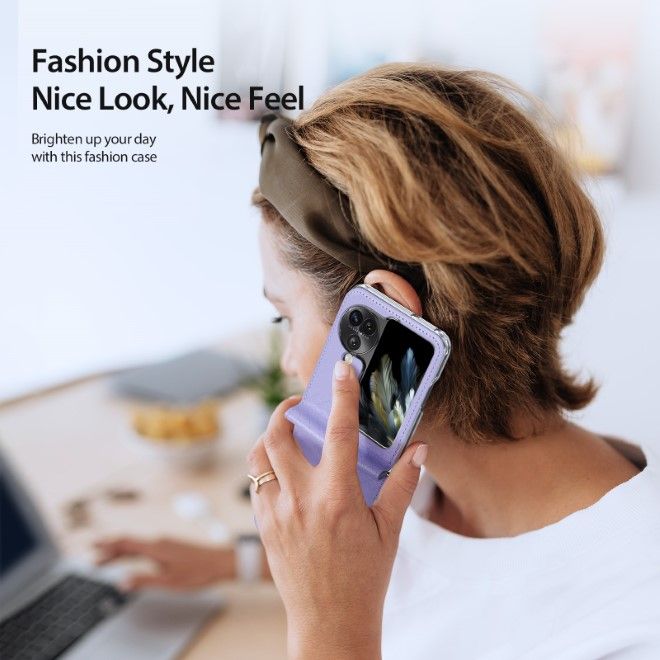 Dux Ducis - Oppo Find N3 Flip Hülle - Leder Case - Bril Series - purpur