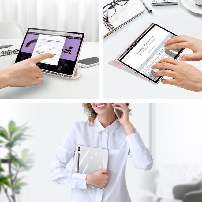 Dux Ducis - Samsung Galaxy Tab S9 FE+ Hülle - Leder Bookcover - Toby Series - pink