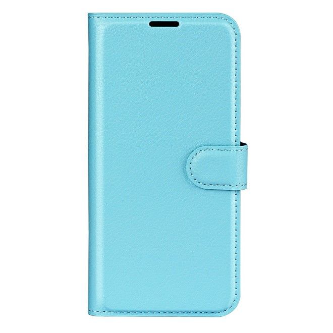 Sony Xperia 5 V Handy Hülle - Litchi Leder Bookcover Series - blau