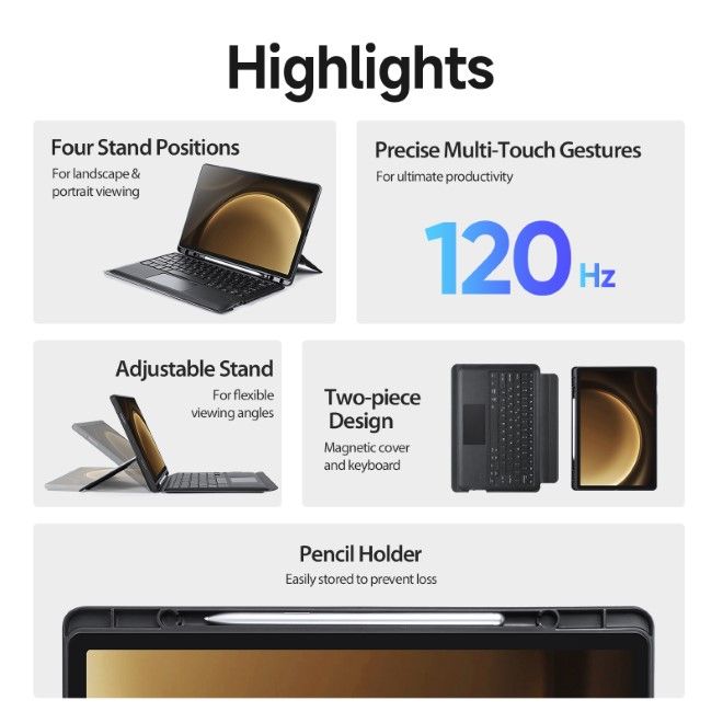 Dux Ducis - Samsung Galaxy Tab S9 FE+ (X610/X616B) Tastatur Hülle - Keyboard Case - DK Series - schwarz