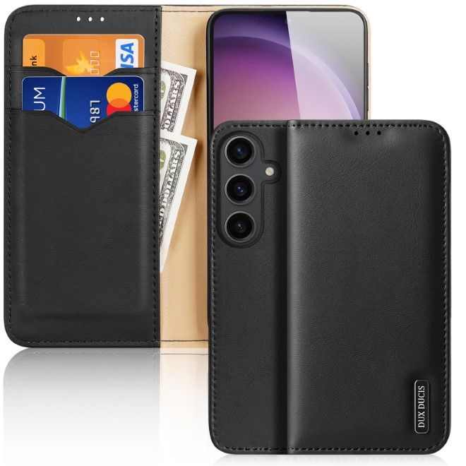 Dux Ducis - Samsung Galaxy S24 Hülle - Handy Leder Case - Hivo Series - schwarz