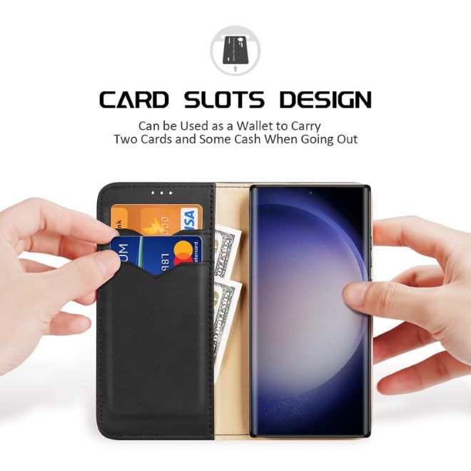 Dux Ducis - Samsung Galaxy S24 Ultra Hülle - Handy Leder Case - Hivo Series - schwarz