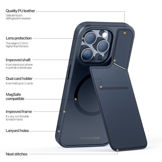 Dux Ducis - iPhone 15 Pro Hülle - PC und TPU Hardcase - Rafi II Mag Series - blau