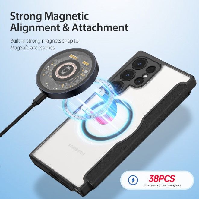 Dux Ducis - Samsung Galaxy S24 Ultra Hülle - Leder Bookcover - Skin X Pro Series - schwarz