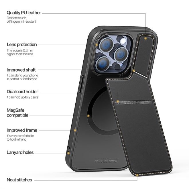 Dux Ducis - iPhone 14 Pro Max Hülle - PC und TPU Hardcase - Rafi II Mag Series - schwarz