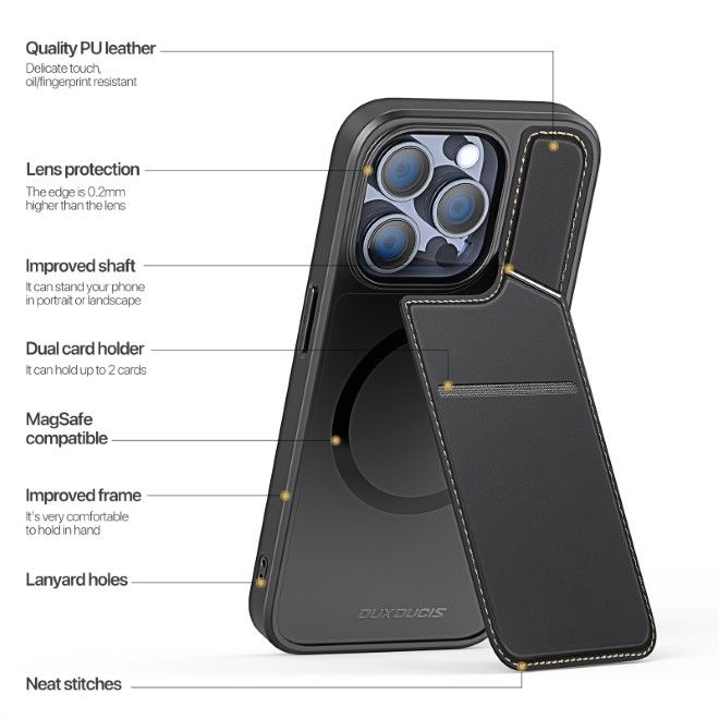 Dux Ducis - iPhone 13 Pro Hülle - PC und TPU Hardcase - Rafi II Mag Series - schwarz