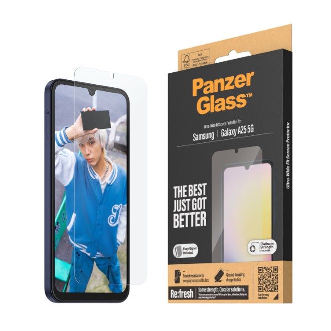 PanzerGlass - Samsung Galaxy A25 5G Displayschutz aus gehärtetem Glas - Ultra Wide Fit (7356) - transparent