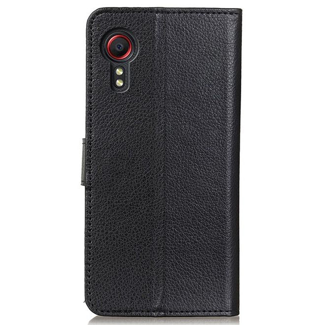 Samsung Galaxy Xcover7 Handy Hülle - Litchi Leder Bookcover Series - schwarz