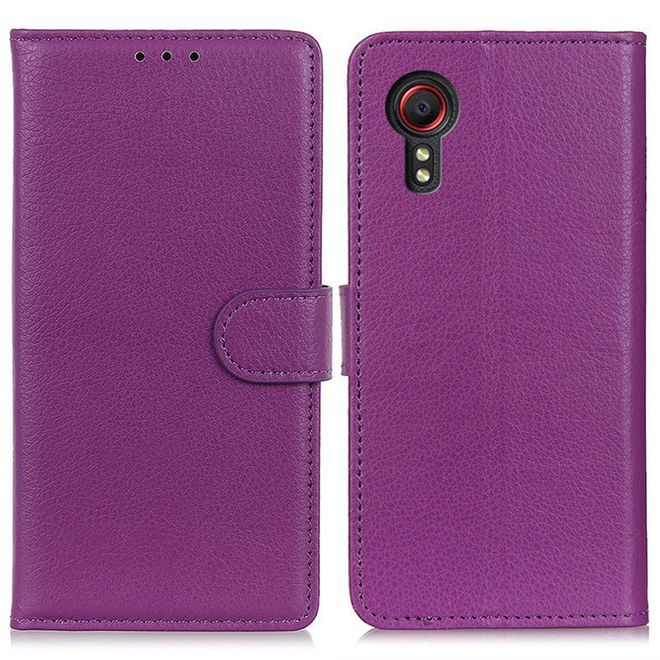 Samsung Galaxy Xcover7 Handy Hülle - Litchi Leder Bookcover Series - purpur