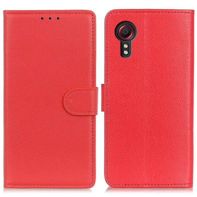 Samsung Galaxy Xcover7 Handy Hülle - Litchi Leder Bookcover Series - rot