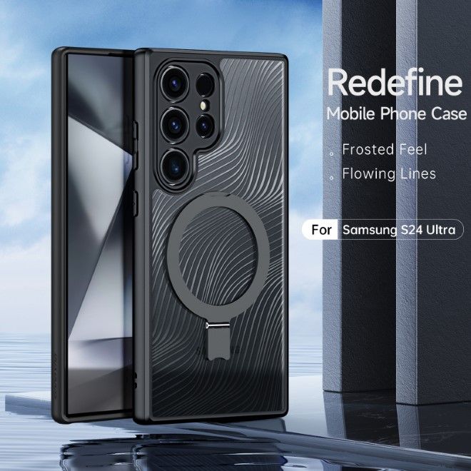 Dux Ducis - Samsung Galaxy S24 Ultra Hülle - Hardcase - MagSafe - mit Standfunktion - Aimo Mag Stand Series - schwarz