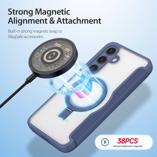 Dux Ducis - Samsung Galaxy S24+ Hülle - Leder Bookcover mit Standfunktion - Skin X Pro Series - blau