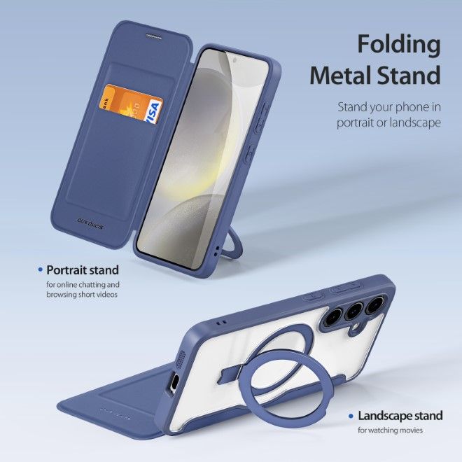 Dux Ducis - Samsung Galaxy S24+ Hülle - Leder Bookcover mit Standfunktion - Skin X Pro Series - blau