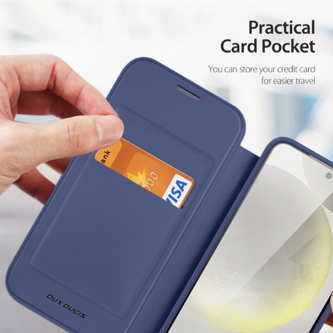 Dux Ducis - Samsung Galaxy S24+ Hülle - Leder Bookcover mit Standfunktion - Skin X Pro Series - blau