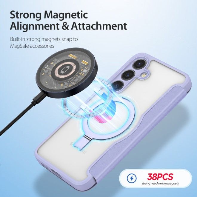 Dux Ducis - Samsung Galaxy S24+ Hülle - Leder Bookcover mit Standfunktion - Skin X Pro Series - purpur